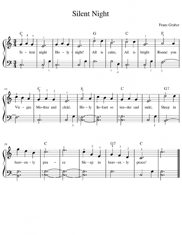 Nhạc Giáng Sinh Silent Night (Sheet piano miễn phí)